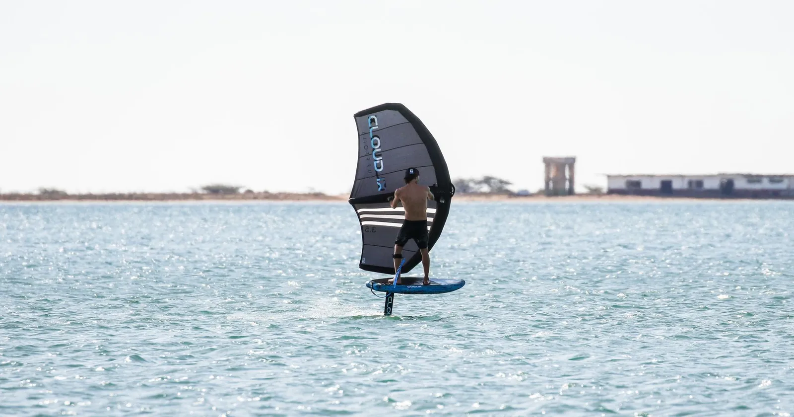 Wing and foil board ready on the water
