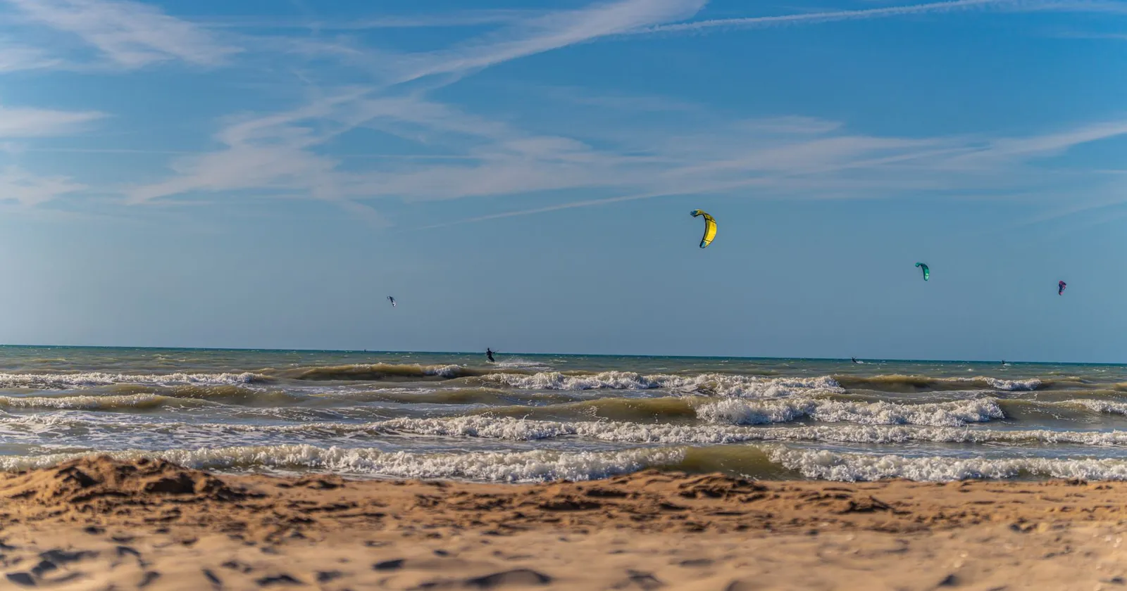 Kitesurfer on a desert lagoon, the kind of setting at Dakhla