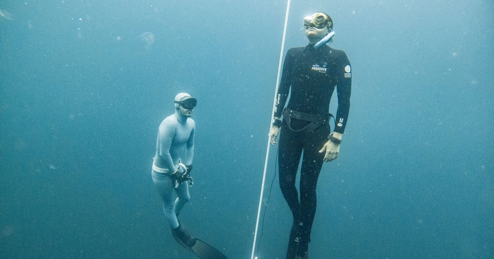 Freediver training on a line, working toward a certification