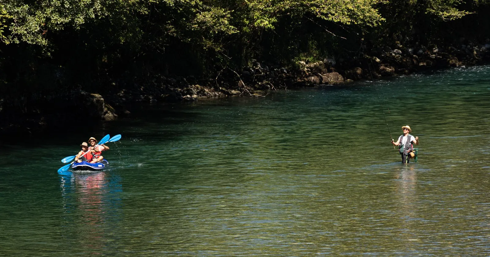 Angler fishing from a sit-on-top kayak