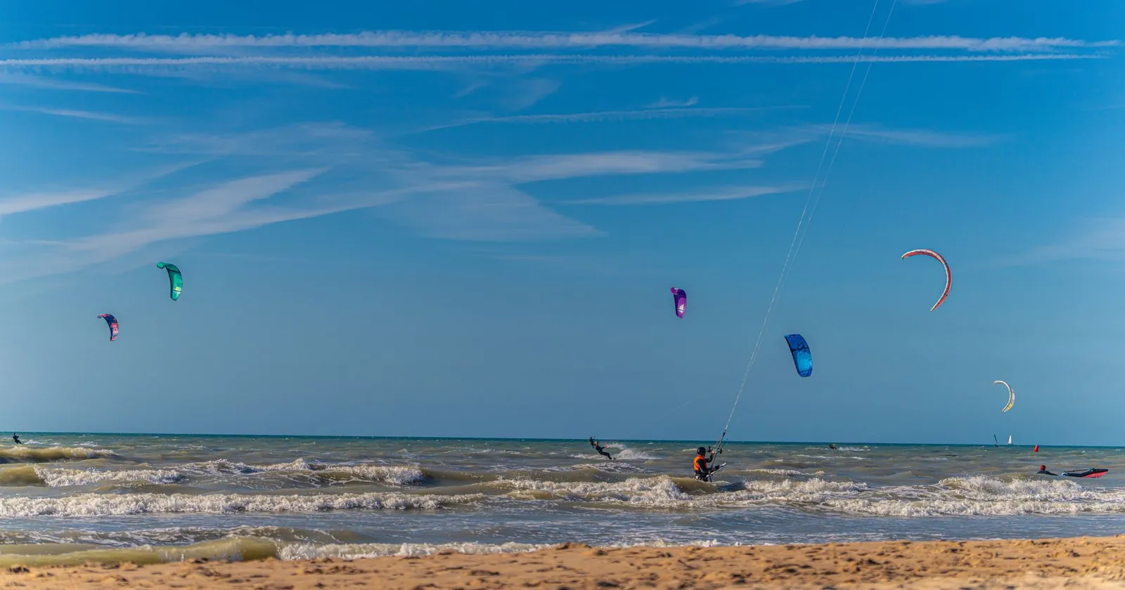 Kitesurfer on a flat-water lagoon, the kind of setting at Kalpitiya
