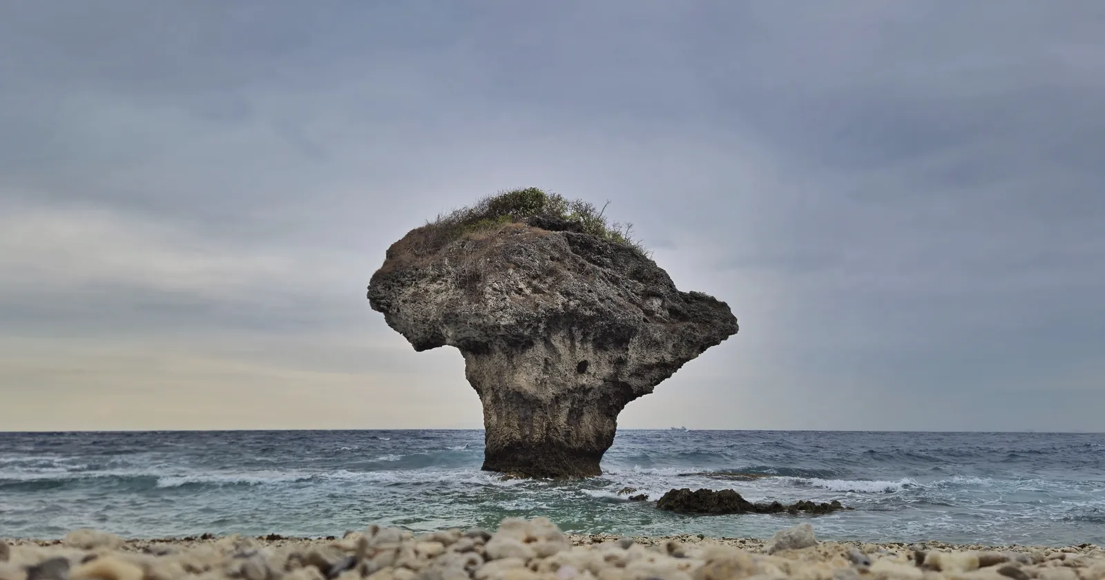 Vase Rock on the coast of Xiaoliuqiu, where the northwest conservation zone begins and one of the two freediving areas for Xiaoliuqiu diving lies